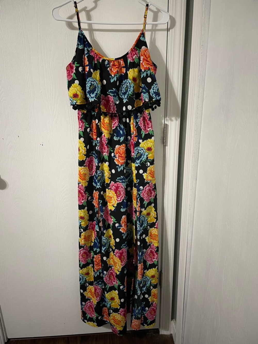 ASOS Black Floral Maxi Dress NWOT Bright Multi-Color Blooms Size 8 - Picture 5 of 11